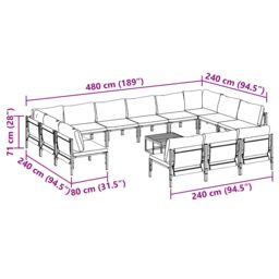 Berkfield Home Garden Sofa Set 14 pcs Anthracite Steel - thumbnail 9