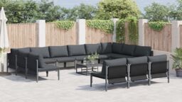 Berkfield Home Garden Sofa Set 14 pcs Anthracite Steel - thumbnail 4