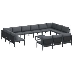Berkfield Home Garden Sofa Set 14 pcs Anthracite Steel - thumbnail 2