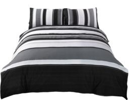 Rapport Home Detroit Stripped Polycotton Duvet Cover Set with Pillowcase in Grey - Size: Single - thumbnail 2