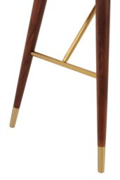 Orsina Walnut Wood Console Table with Leather Trim, Modern Retro Entryway Table with Brass Accents, Console Table in Gold - thumbnail 4