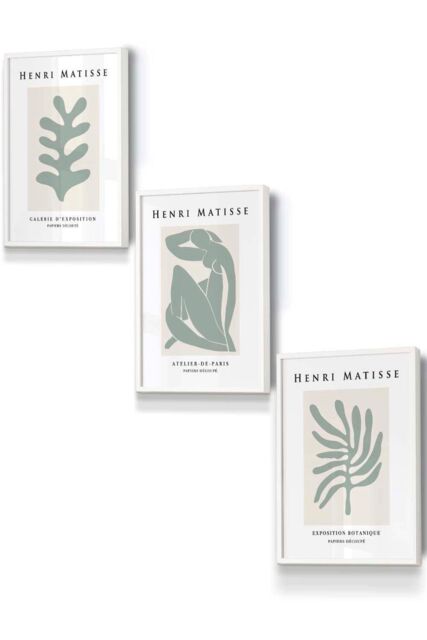ARTZE Matisse Floral & Nude in Green & Beige Framed Wall Art - Small in White - Size: W33 cm x H45 cm x D20mm - image 1