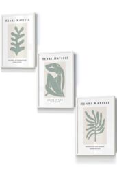 ARTZE Matisse Floral & Nude in Green & Beige Framed Wall Art - Small in White - Size: W33 cm x H45 cm x D20mm