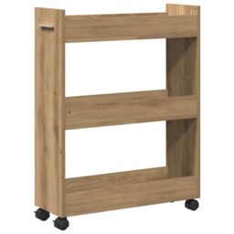 Berkfield Home Rolling Cabinet Artisan Oak 60x22x79 cm Engineered Wood in Brown - Size: 60 x 22 x 79 cm - thumbnail 5