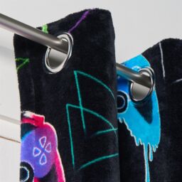 OHS Glow-in-the-Dark Kids Gaming Print Curtains in Black - Size: 117 cm width x 183 cm drop - thumbnail 4