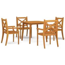 Berkfield Home 5 Piece Garden Dining Set Solid Wood Acacia in Brown - thumbnail 2