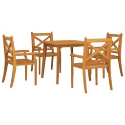 Berkfield Home 5 Piece Garden Dining Set Solid Wood Acacia in Brown - thumbnail 3