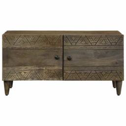 Berkfield Home Coffee Table Light Grey 80x50x40 cm Solid Wood Mango - Size: 80 x 50 x 40 cm - thumbnail 1