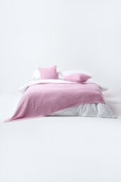 Homescapes Cotton Cable Knit Throw Soft & Cosy Vintage Blanket in Pink - Size: 150 cm x 200 cm - thumbnail 4