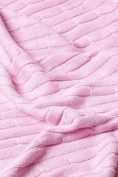 Homescapes Cotton Cable Knit Throw Soft & Cosy Vintage Blanket in Pink - Size: 150 cm x 200 cm - thumbnail 5