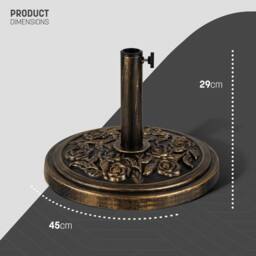 Keplin Parasol Base Stand 12kg, Umbrella Holder for Garden - Fits 45mm Pole in Bronze - thumbnail 2