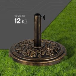 Keplin Parasol Base Stand 12kg, Umbrella Holder for Garden - Fits 45mm Pole in Bronze - thumbnail 7