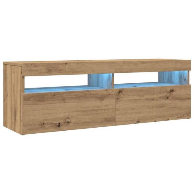 Berkfield Home TV Cabinet with LED Lights Artisan Oak 120x35x40 cm Engineered Wood in Brown - Size: 120 x 35 x 40 cm - image 1