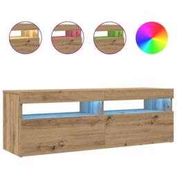 Berkfield Home TV Cabinet with LED Lights Artisan Oak 120x35x40 cm Engineered Wood in Brown - Size: 120 x 35 x 40 cm - thumbnail 3