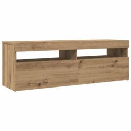 Berkfield Home TV Cabinet with LED Lights Artisan Oak 120x35x40 cm Engineered Wood in Brown - Size: 120 x 35 x 40 cm - thumbnail 6