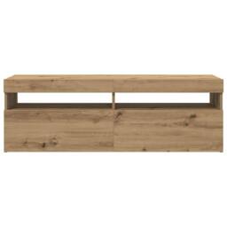 Berkfield Home TV Cabinet with LED Lights Artisan Oak 120x35x40 cm Engineered Wood in Brown - Size: 120 x 35 x 40 cm - thumbnail 7