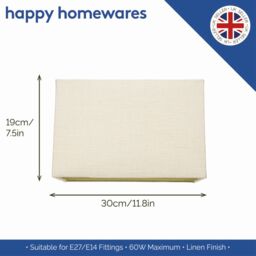 Happy Homewares Contemporary & Sleek Linen Fabric Lampshade in Cream - Size: 12 inches - thumbnail 5