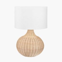 Ruma Round Rattan Table Lamp with Cylinder Shade in Natural - thumbnail 3