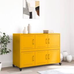 Berkfield Home Sideboard Mustard Yellow 100.5x39x72 cm Steel - thumbnail 1