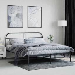 Berkfield Home Metal Bed Frame with Headboard Black 180x200 cm Super King - thumbnail 4