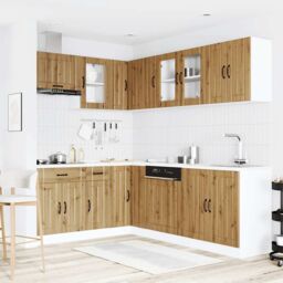 Berkfield Home 11 Piece Kitchen Cabinet Set Lucca Artisan Oak Engineered Wood in Brown - thumbnail 3