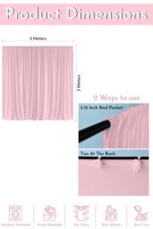 Neel Blue 3x3 Metres Spandex Backdrop Curtain, Wrinkle-Free Polyester Fabric Backdrop Panel in Baby Pink - thumbnail 2