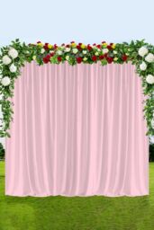 Neel Blue 3x3 Metres Spandex Backdrop Curtain, Wrinkle-Free Polyester Fabric Backdrop Panel in Baby Pink - thumbnail 7