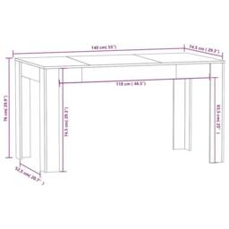 Berkfield Home Dining Table Grey Sonoma 140x74.5x76 cm Engineered Wood - thumbnail 7
