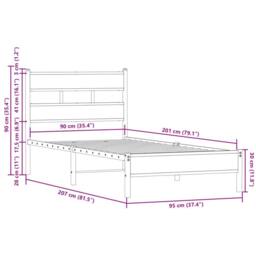 Berkfield Home Bed Frame without Mattress with Headboard Sonoma Oak 90x200 cm in Brown - thumbnail 9