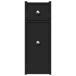 Berkfield Home Narrow Bathroom Cupboard with Wheels Black Engineered Wood - thumbnail 4