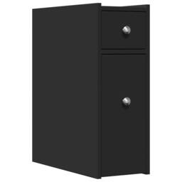 Berkfield Home Narrow Bathroom Cupboard with Wheels Black Engineered Wood - thumbnail 3