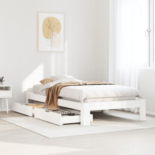 Berkfield Home Bed Frame without Mattress White 100x200 cm Solid Wood Pine - image 1