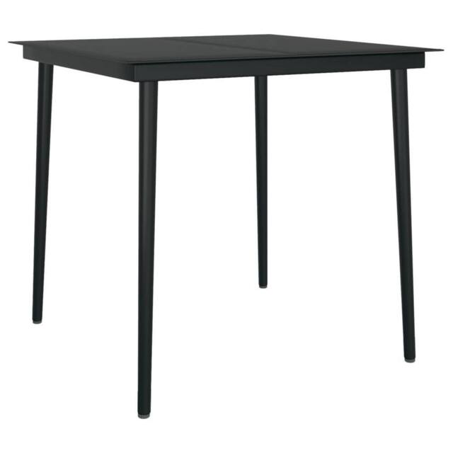 Berkfield Home Garden Dining Table Black 80x80x74 cm Steel & Glass - Size: 80 x 80 x 74 cm - image 1