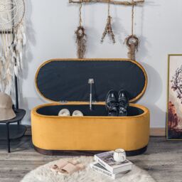 Nordlys Scandinavian Design Bench with Storage in Yellow - thumbnail 3