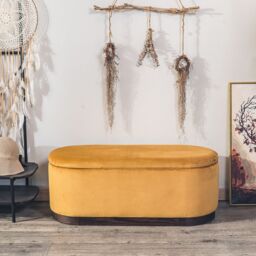 Nordlys Scandinavian Design Bench with Storage in Yellow - thumbnail 4