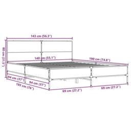 Berkfield Home Bed Frame without Mattress Smoked Oak 140x190 cm in Brown - thumbnail 9