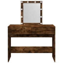Berkfield Home Dressing Table with LED Smoked Oak 100x40x130 cm in Brown - Size: 100 x 40 x 130 cm - thumbnail 5