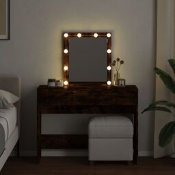 Berkfield Home Dressing Table with LED Smoked Oak 100x40x130 cm in Brown - Size: 100 x 40 x 130 cm - thumbnail 3