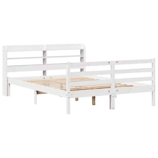 Berkfield Home Beautiful Bed Frame with Headboard without Mattress White 135x190 - Size: Double - image 1
