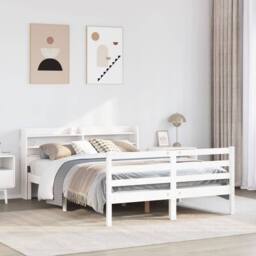 Berkfield Home Beautiful Bed Frame with Headboard without Mattress White 135x190 - Size: Double - thumbnail 2