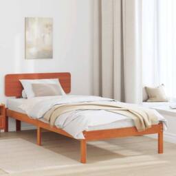 Berkfield Home Bed Frame with Headboard Wax Brown 90x190 cm Solid Pine Wood - thumbnail 2