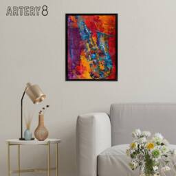 "Artery8 Acid Jazz Music Saxophone Framed Canvas Abstract Wall Art Print - Size: W12"" x H16""" - thumbnail 3