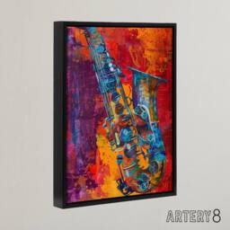 "Artery8 Acid Jazz Music Saxophone Framed Canvas Abstract Wall Art Print - Size: W12"" x H16""" - thumbnail 2