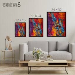 "Artery8 Acid Jazz Music Saxophone Framed Canvas Abstract Wall Art Print - Size: W12"" x H16""" - thumbnail 4