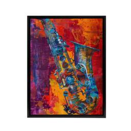 "Artery8 Acid Jazz Music Saxophone Framed Canvas Abstract Wall Art Print - Size: W12"" x H16""" - thumbnail 1