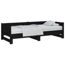 Berkfield Home Pull-out Day Bed Black Solid Wood Pine 2x(90x200) cm - thumbnail 3