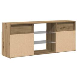 Berkfield Home TV Cabinet with LED Lights Artisian Oak 120x30x50 cm Engineered Wood in Brown - Size: 120 x 30 x 50 cm - thumbnail 9