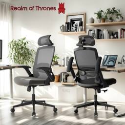 Realm of Thrones Comfortable Ergonomic Office Chair Black 3D Headrest High Back Desk Chair for Home Office Gaming Chair - thumbnail 4