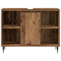 Berkfield Home Rustic Bathroom Vanity Old Wood Solid Wood Medium Storage in Brown - thumbnail 6