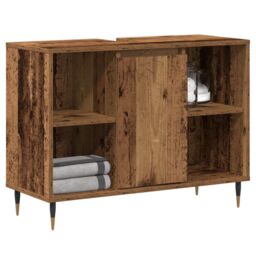 Berkfield Home Rustic Bathroom Vanity Old Wood Solid Wood Medium Storage in Brown - thumbnail 3